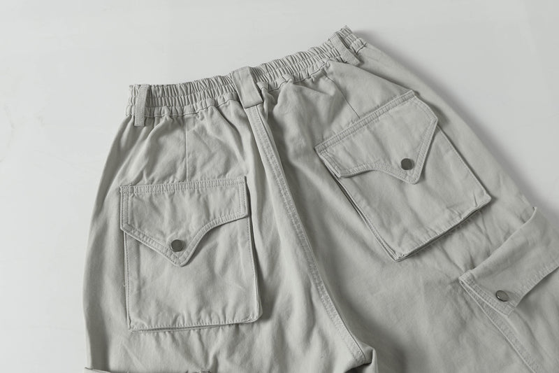 Wide-Leg Multi-Pocket Cargo Pants with Adjustable Hem