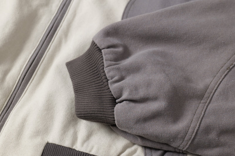 Two-Tone Curved Panel Bomber Jacket | Relaxed Street Fit