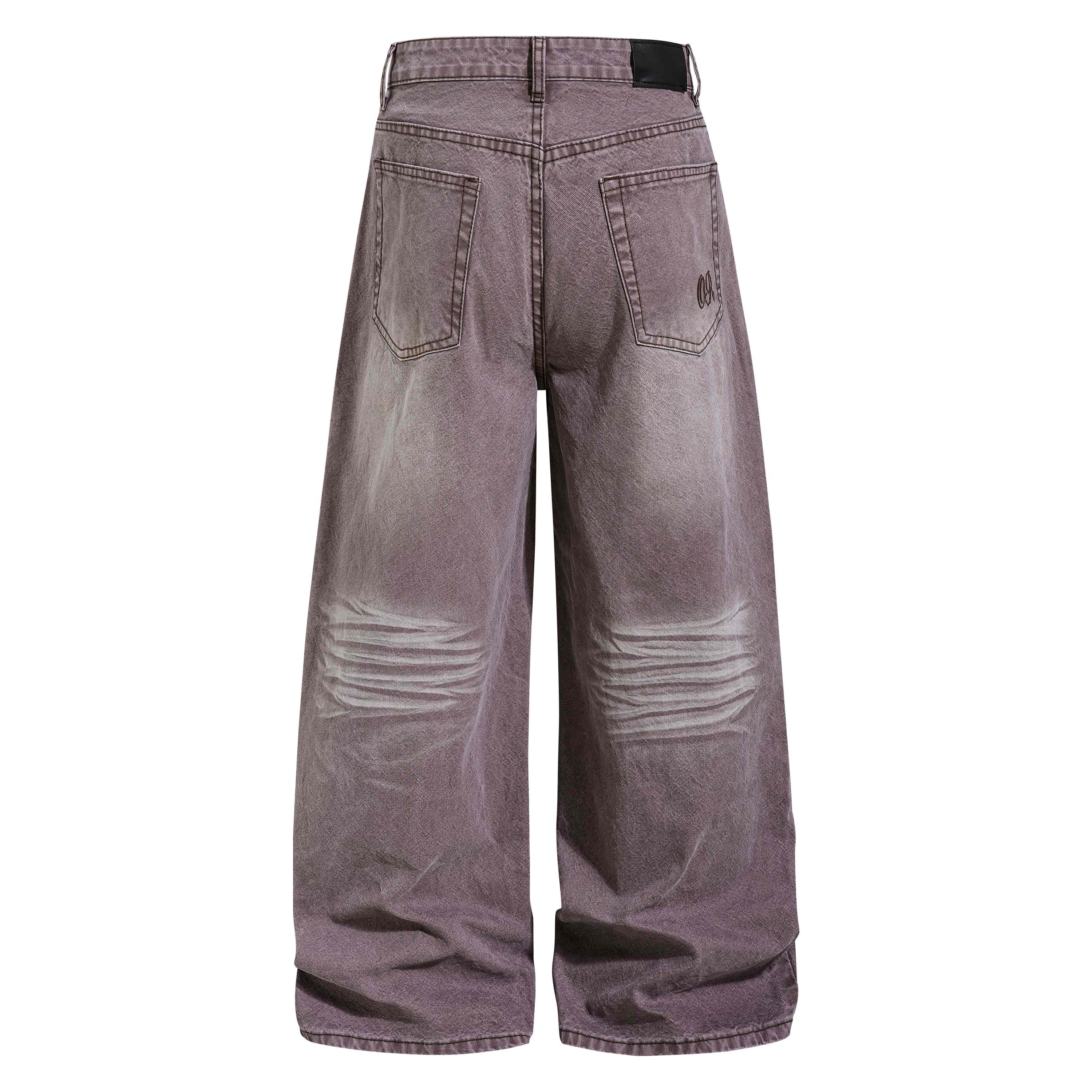 Vintage Fade Wide-Leg Denim Pants | Washed Streetwear Jeans