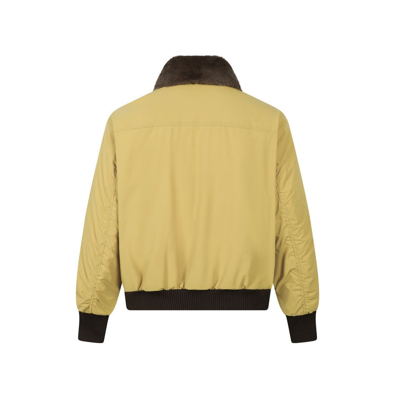 Taele Plus Aviation Patch Bomber Jacket with Fur Collar