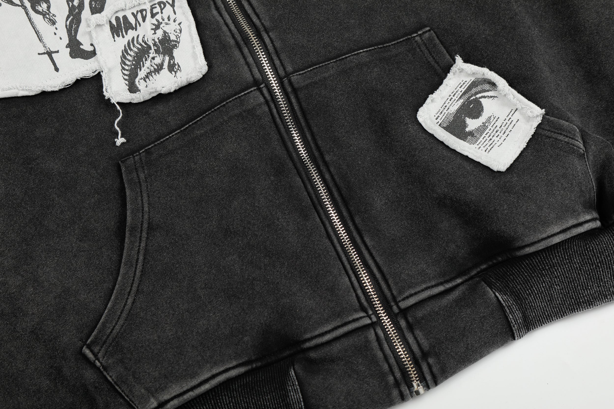 Distressed Graphic Zip Hoodie | Oversized Streetwear