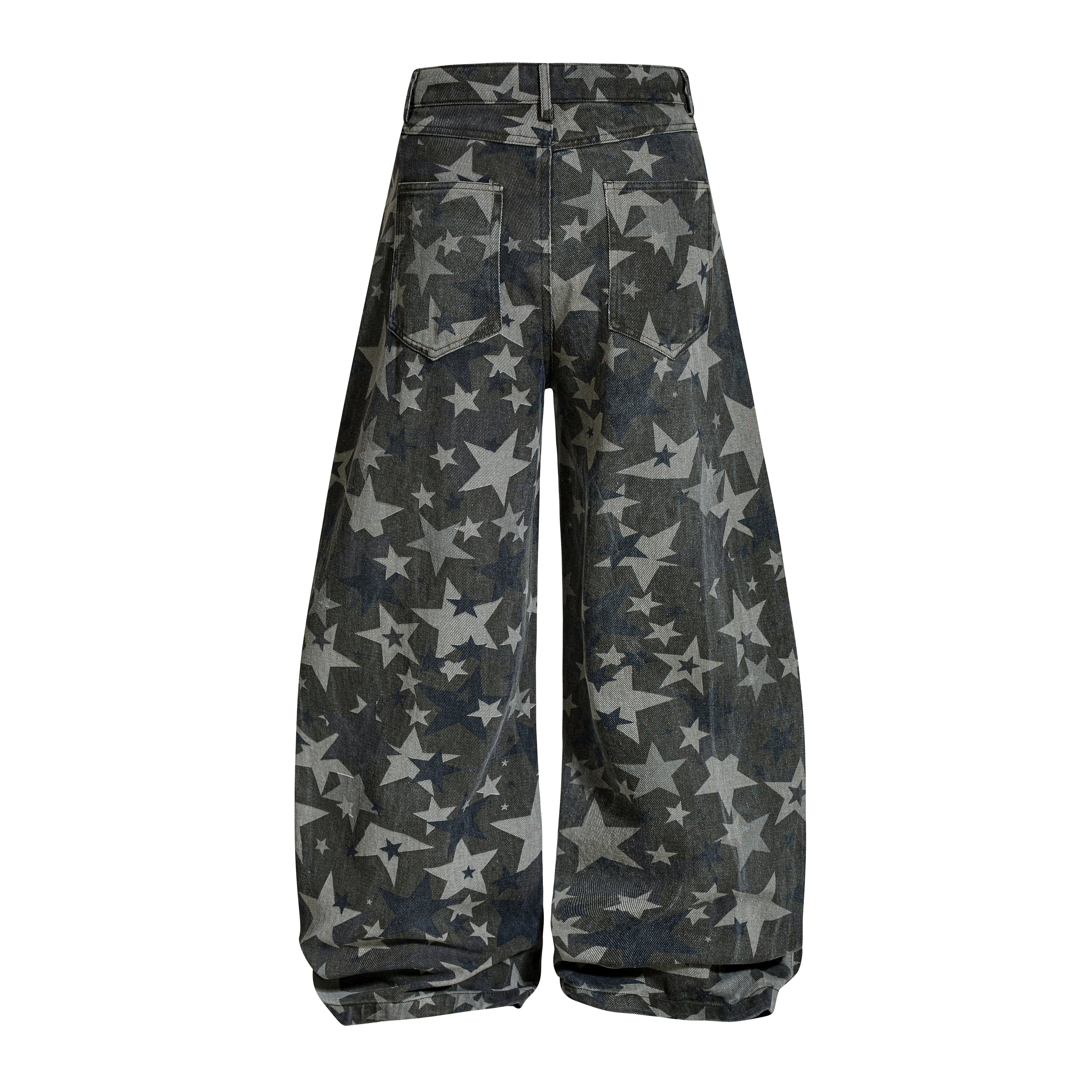 Omirad All-Star Barrel Leg Jeans | Vintage Wash Star Print Denim