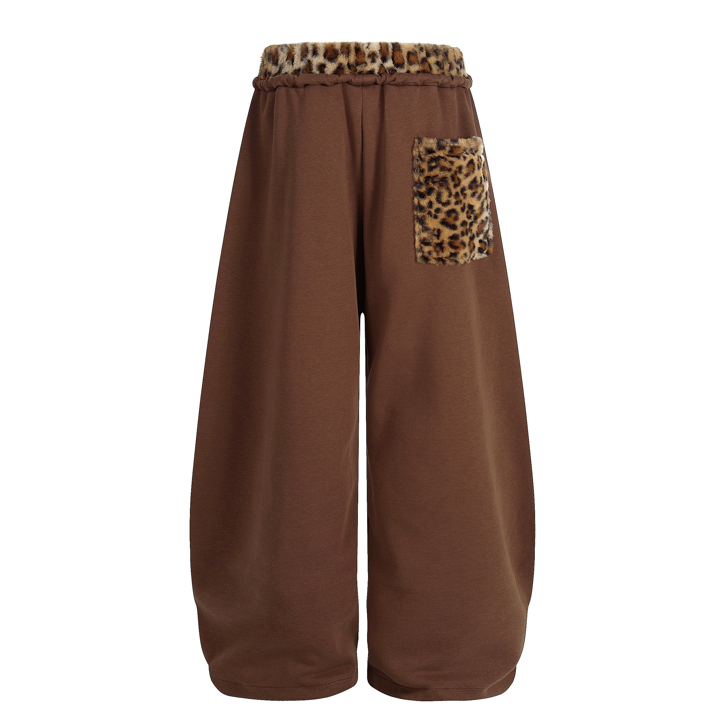 Omirad Leopard Trim Balloon Sweatpants with Chenille Patch