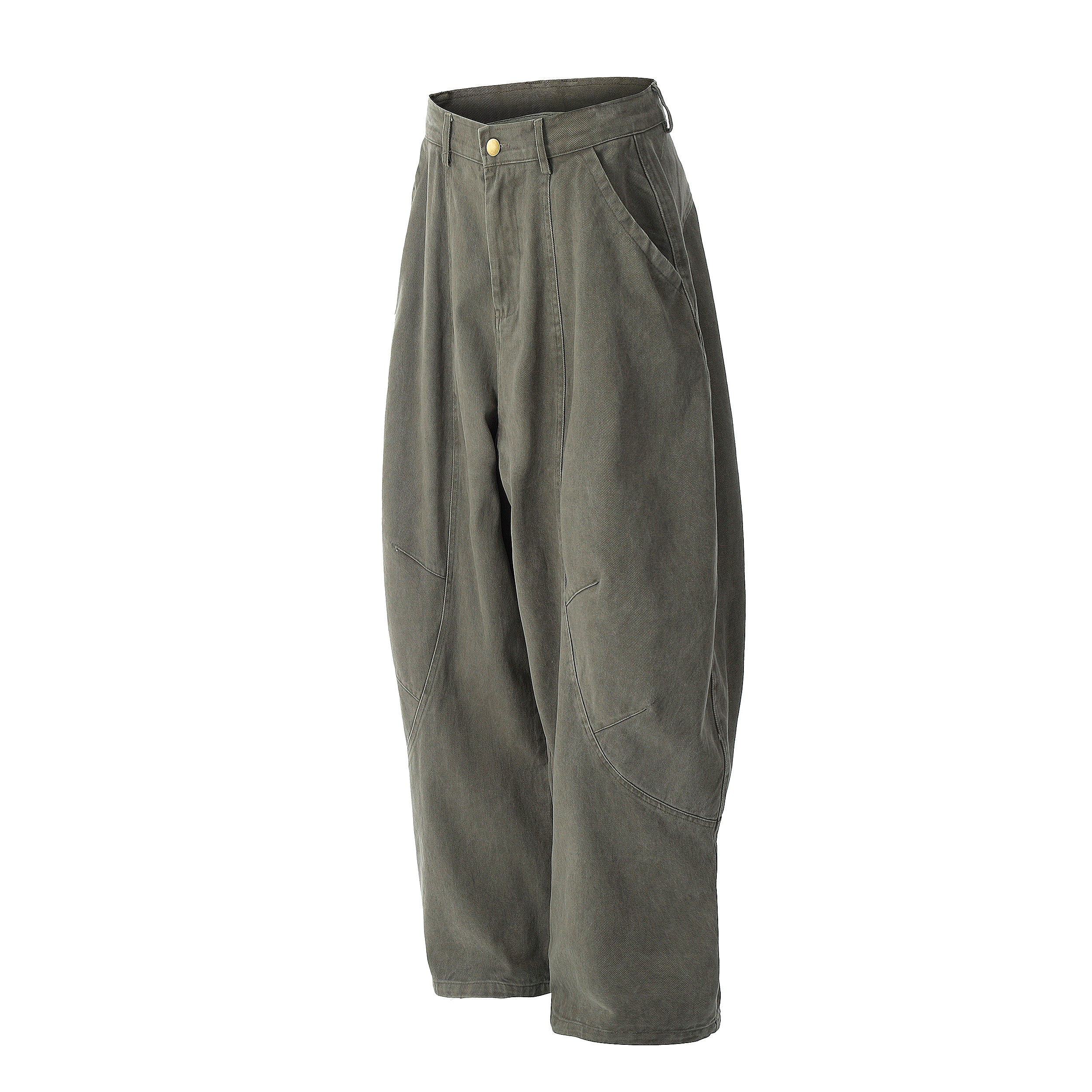 Vintage Arc-Pocket Balloon Pants | Wide-Leg Cotton Trousers