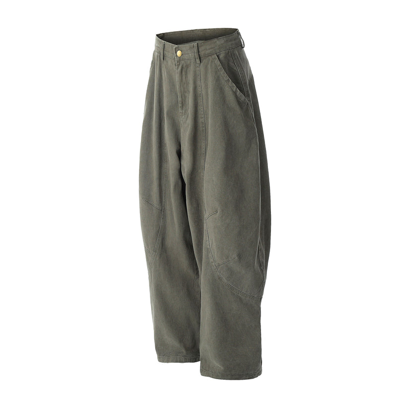 Vintage Arc-Pocket Balloon Pants | Wide-Leg Cotton Trousers