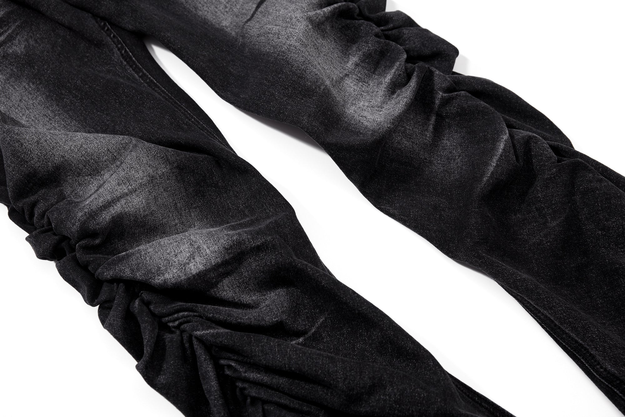 Omirad Stacked Washed Denim Pants | Button Fly Flare Jeans