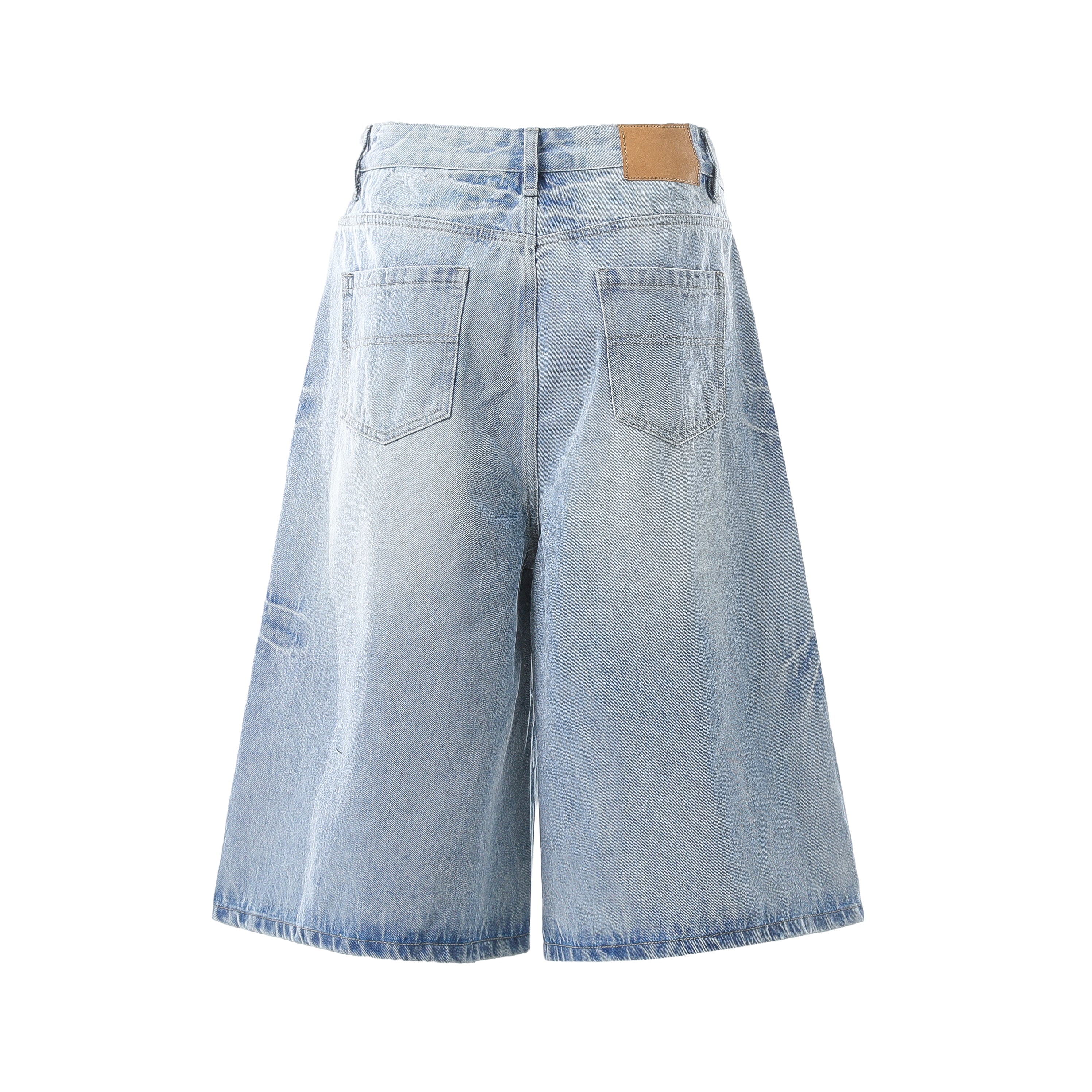 Omirad Vintage Wash Wide-Leg Denim Shorts | A-Line Cut