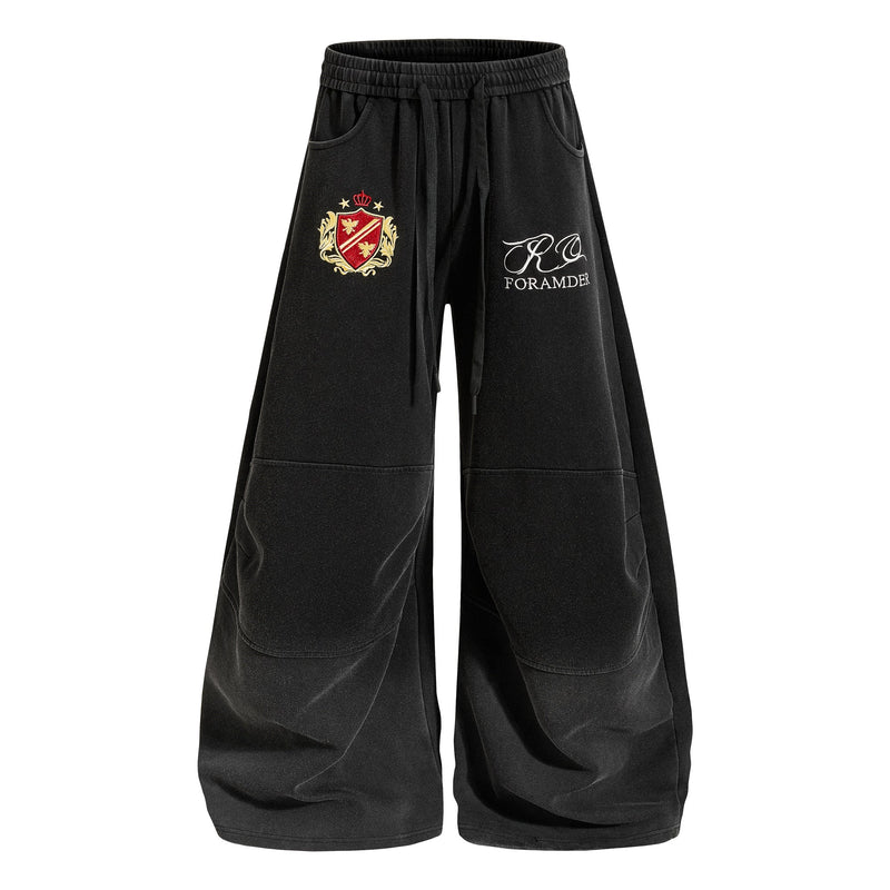 Crest Embroidery Balloon Sweatpants | Oversized Streetwear