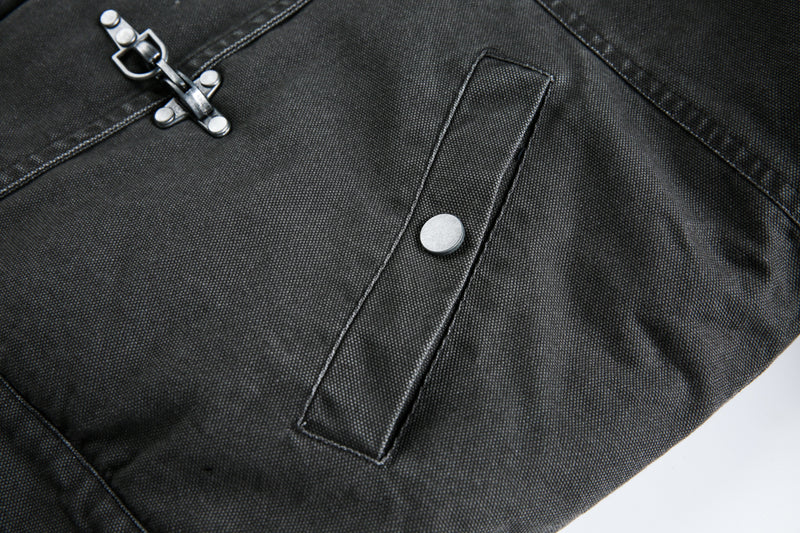 Metal Clasp Utility Jacket | Military-Inspired Cotton Jacket