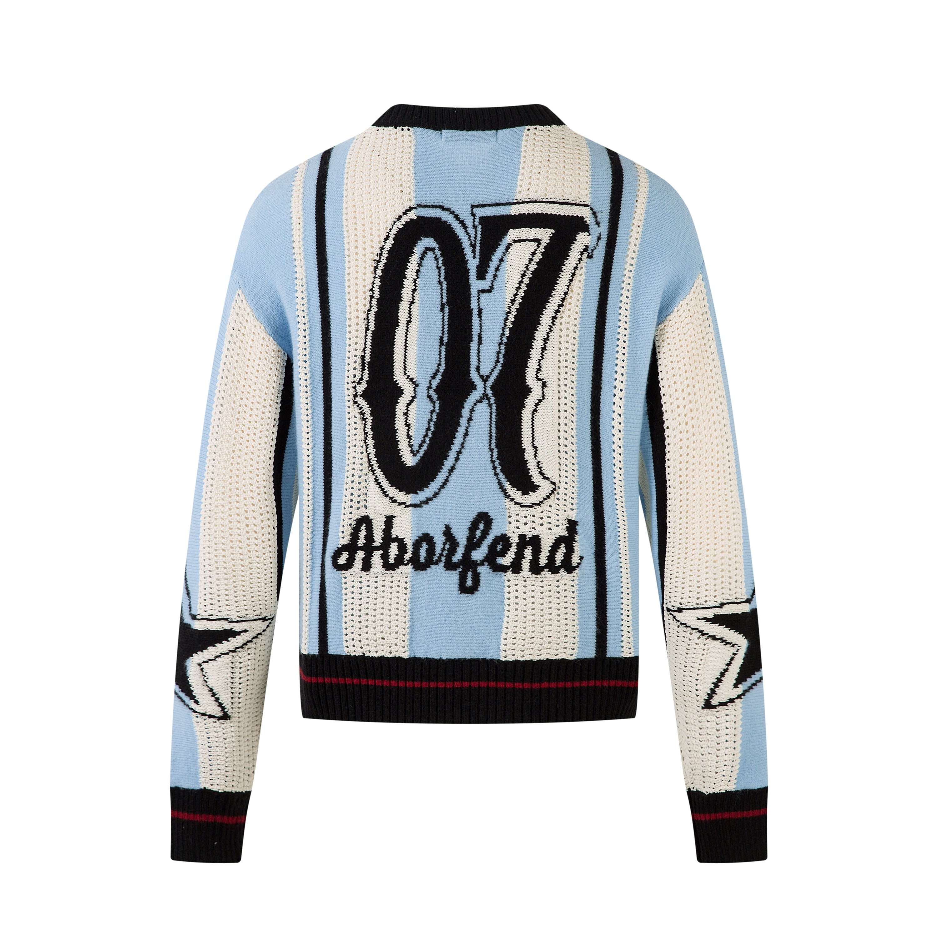 Varsity Stripe Knit Sweater | Retro Number Graphic Pullover