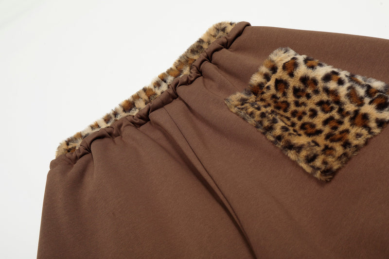Omirad Leopard Trim Balloon Sweatpants with Chenille Patch