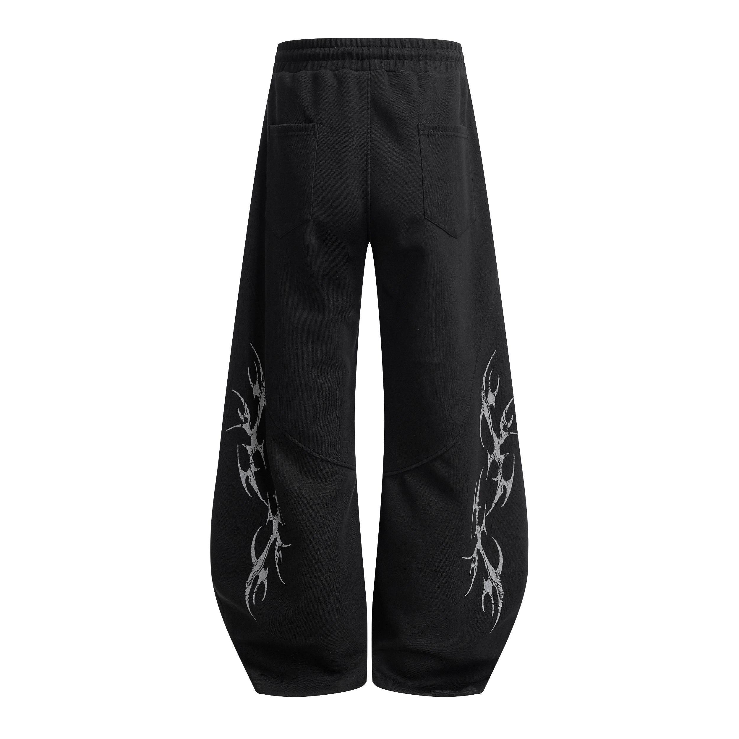 Tribal Flame Wide-Leg Sweatpants | Y2K Streetwear Joggers