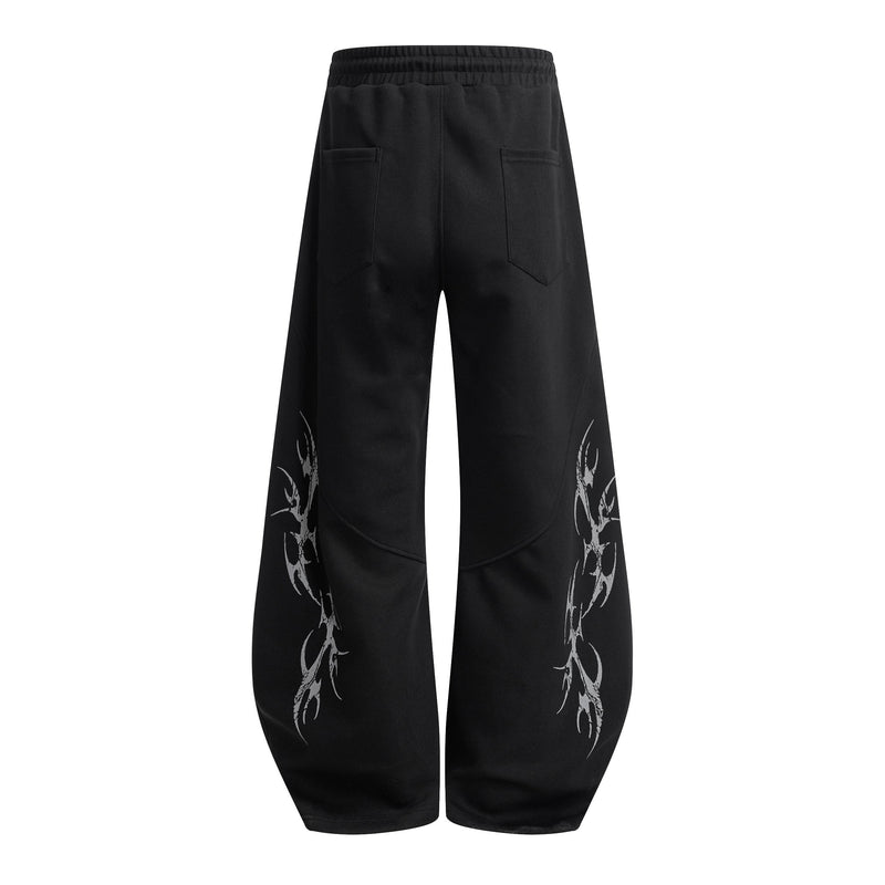 Tribal Flame Wide-Leg Sweatpants | Y2K Streetwear Joggers