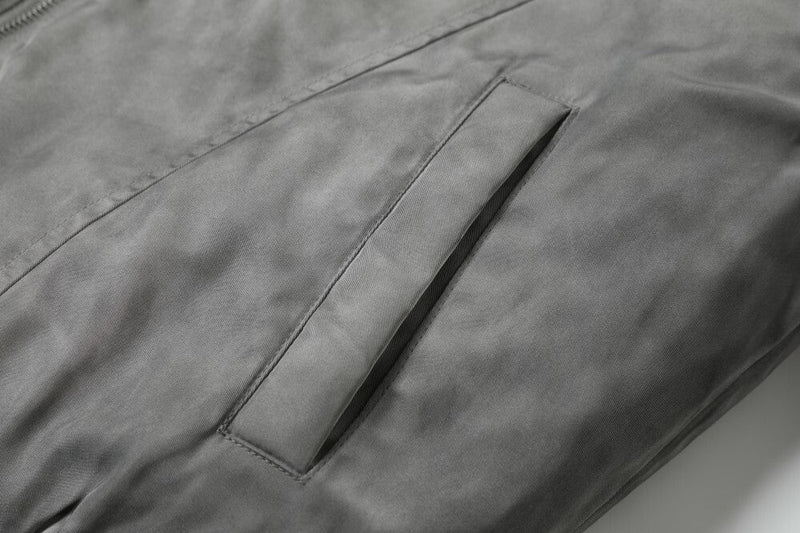 Omirad Washed Grey Bomber Jacket | Matte Suede-Look