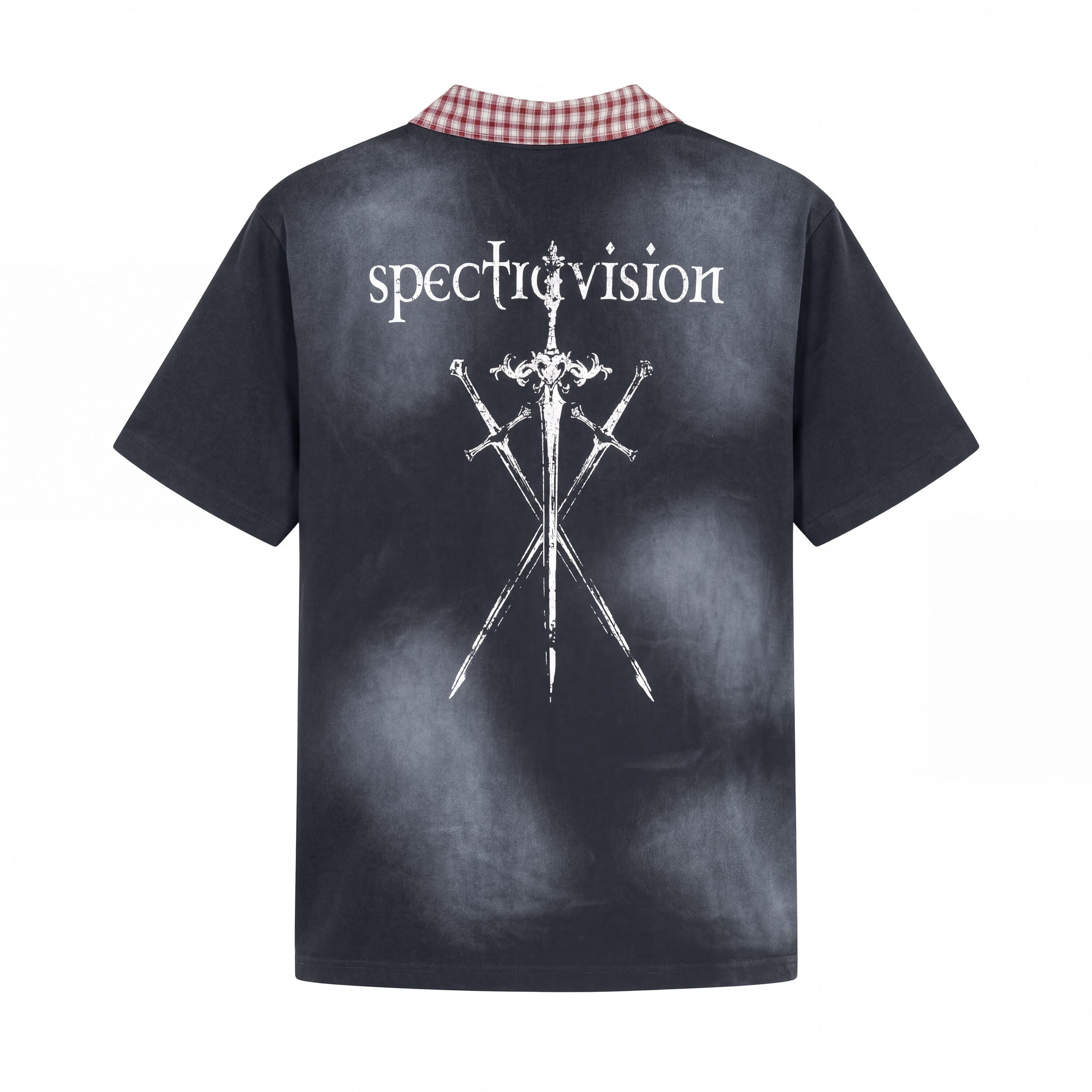 Omirad Grunge Star Zip Polo Tee | Dark Streetwear Graphic Shirt