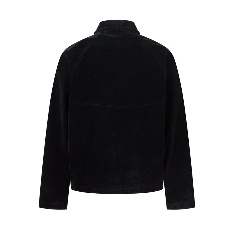Suede-Texture Arc Panel Zip Jacket | Streetwear Outerwear