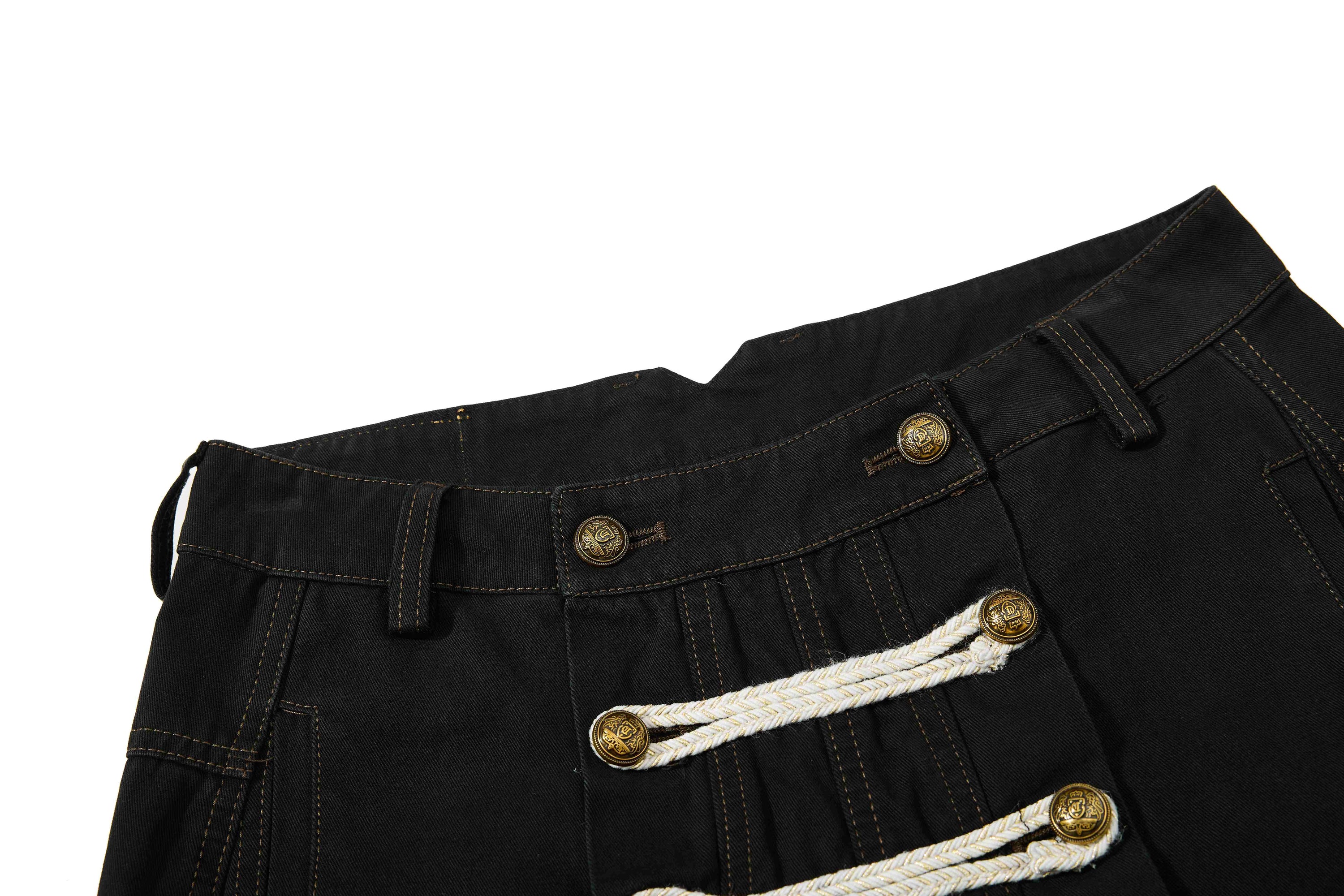 Military Rope Wide-Leg Pants | 100% Cotton Streetwear