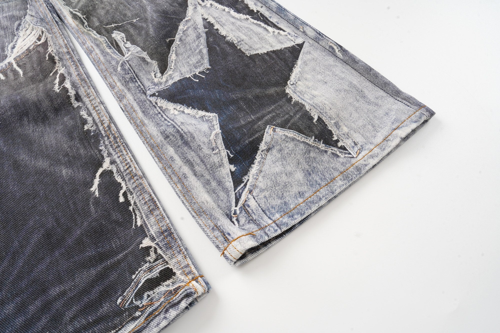 Distressed Patchwork Wide-Leg Jeans | Y2K Streetwear Denim