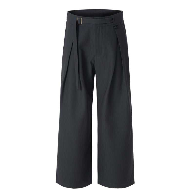 Buckle-Wrap Wide-Leg Trousers | Tailored Street Style