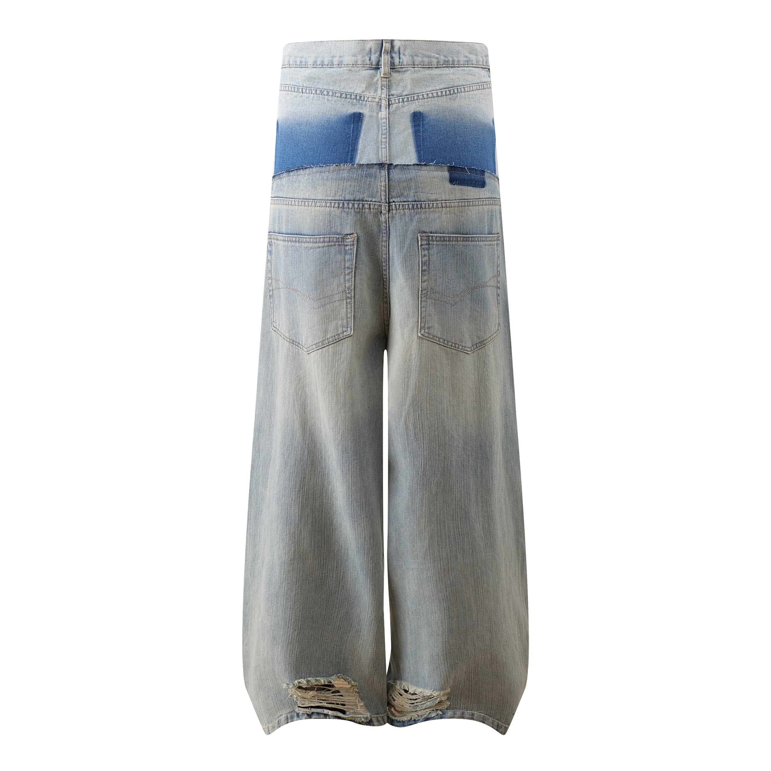 Omirad Two-Tone Washed Balloon Wide-Leg Jeans