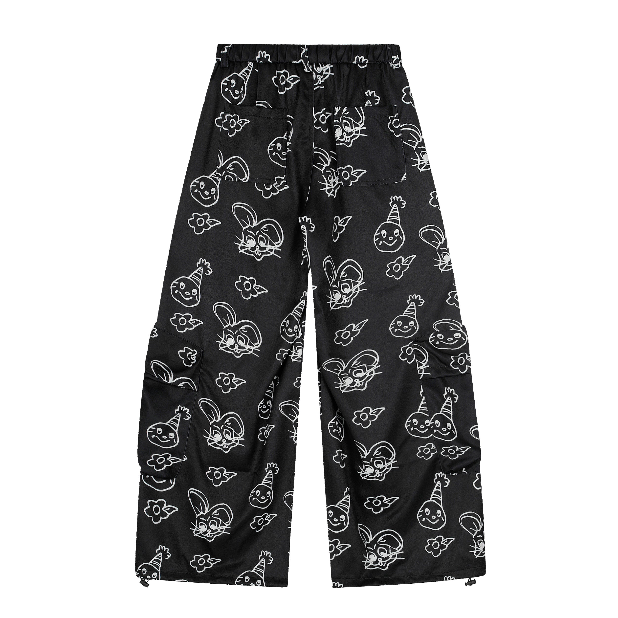 Cartoon Graphic Wide-Leg Cargo Pants | Streetwear