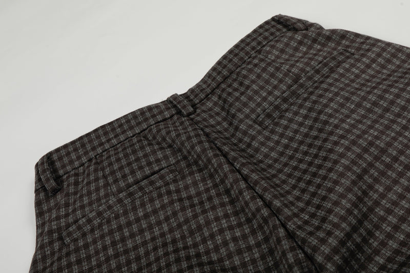 Wide-Leg Plaid Trousers | Pleated Front Tailored Pants