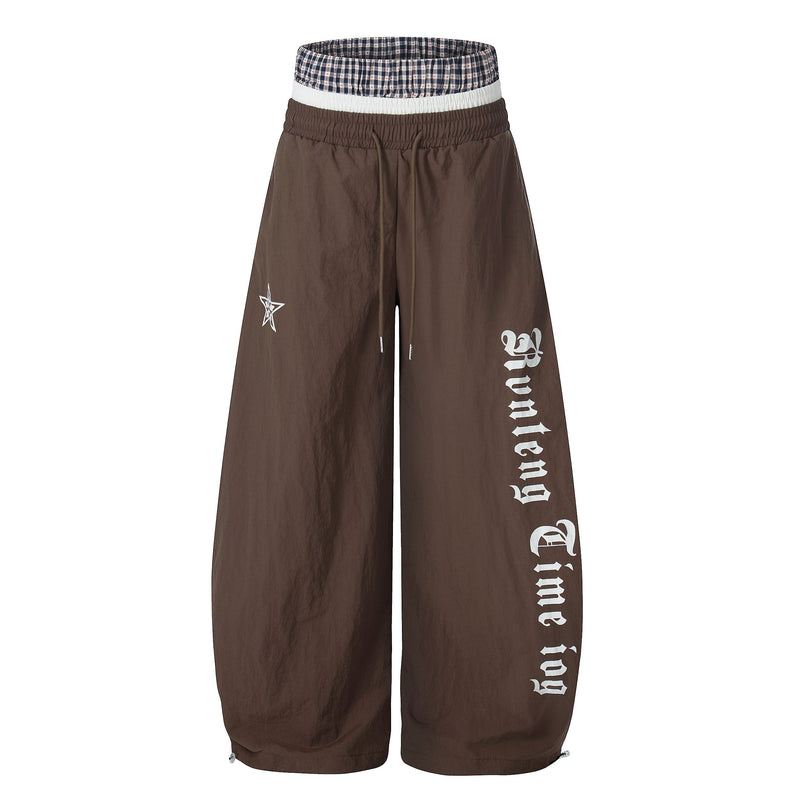 Script Logo Wide-Leg Nylon Pants | Streetwear Joggers