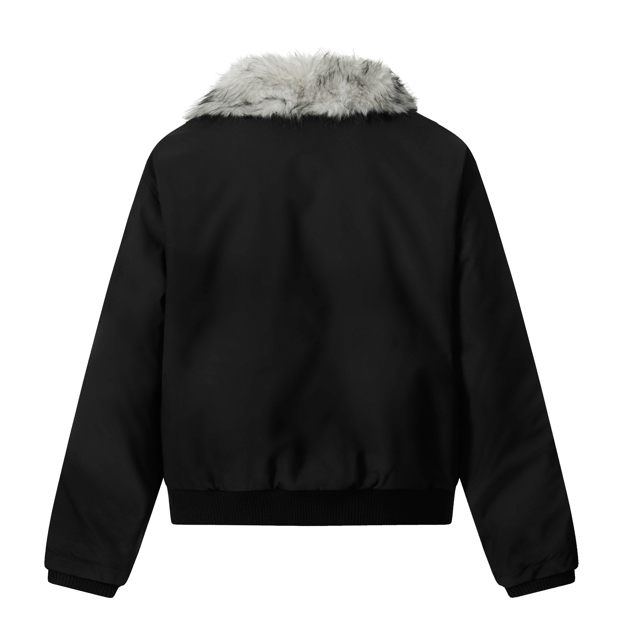 Faux Fur Panel Cropped Bomber Jacket | Streetwear Winter Coat
