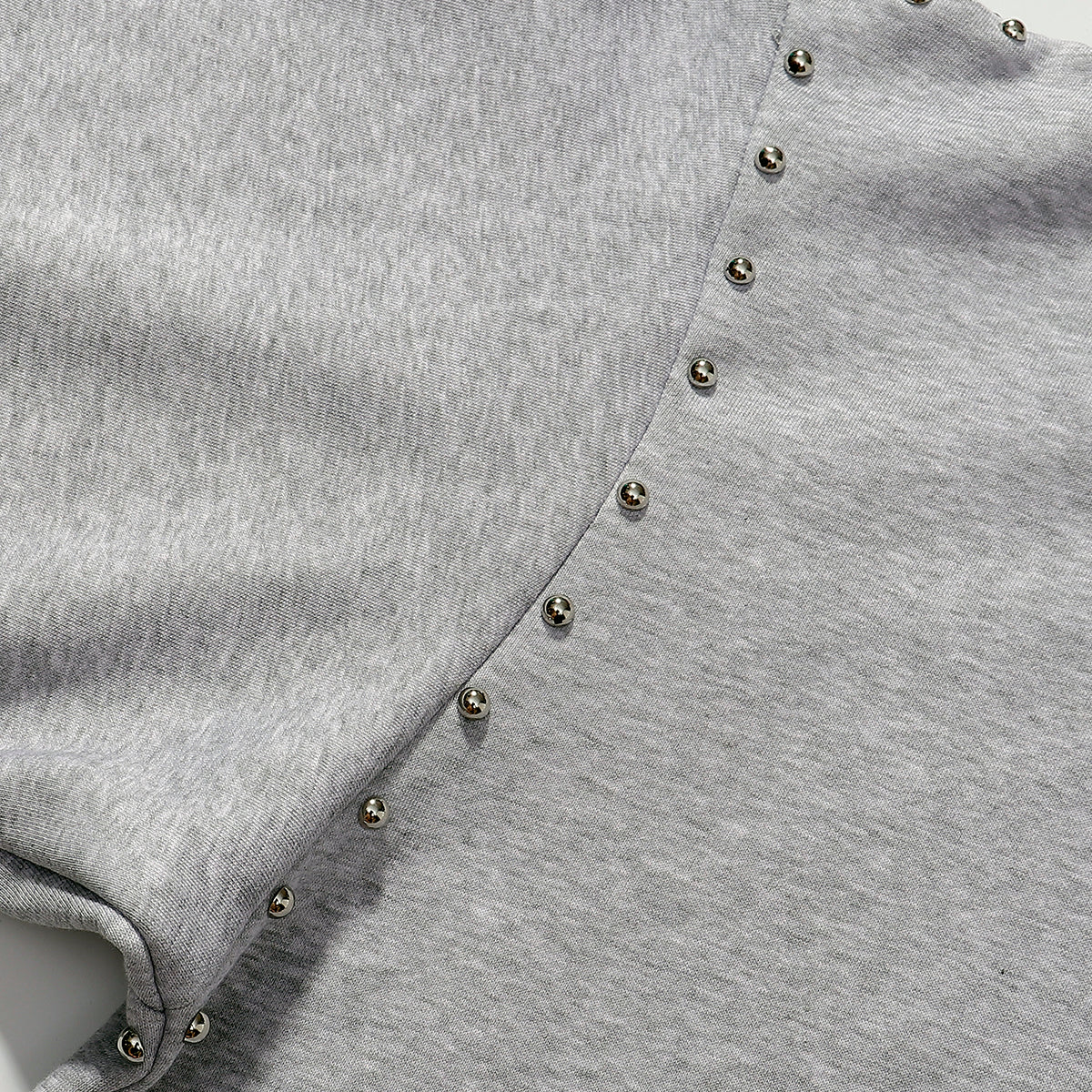 Omirad Studded Arc Zip Hoodie | Metal Stud Detail Streetwear