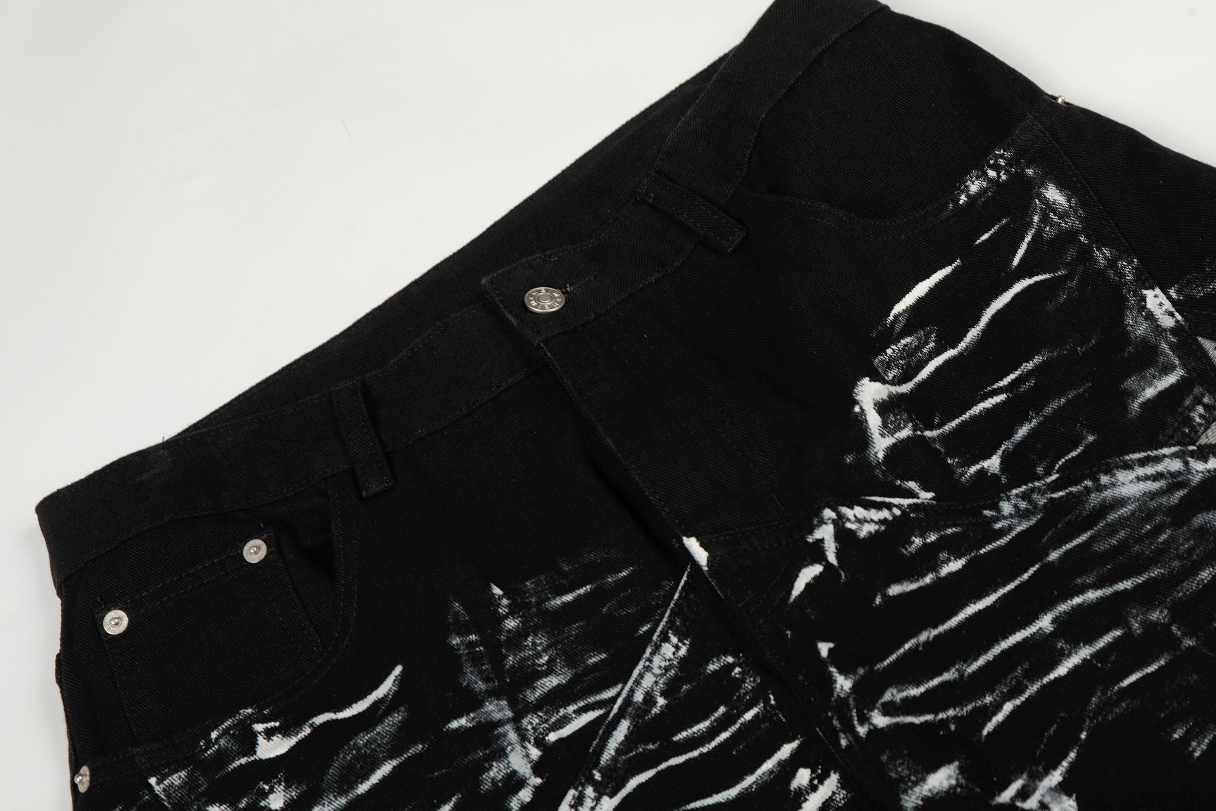 Star Brush-Stroke Wide-Leg Jeans | Artistic Streetwear Denim