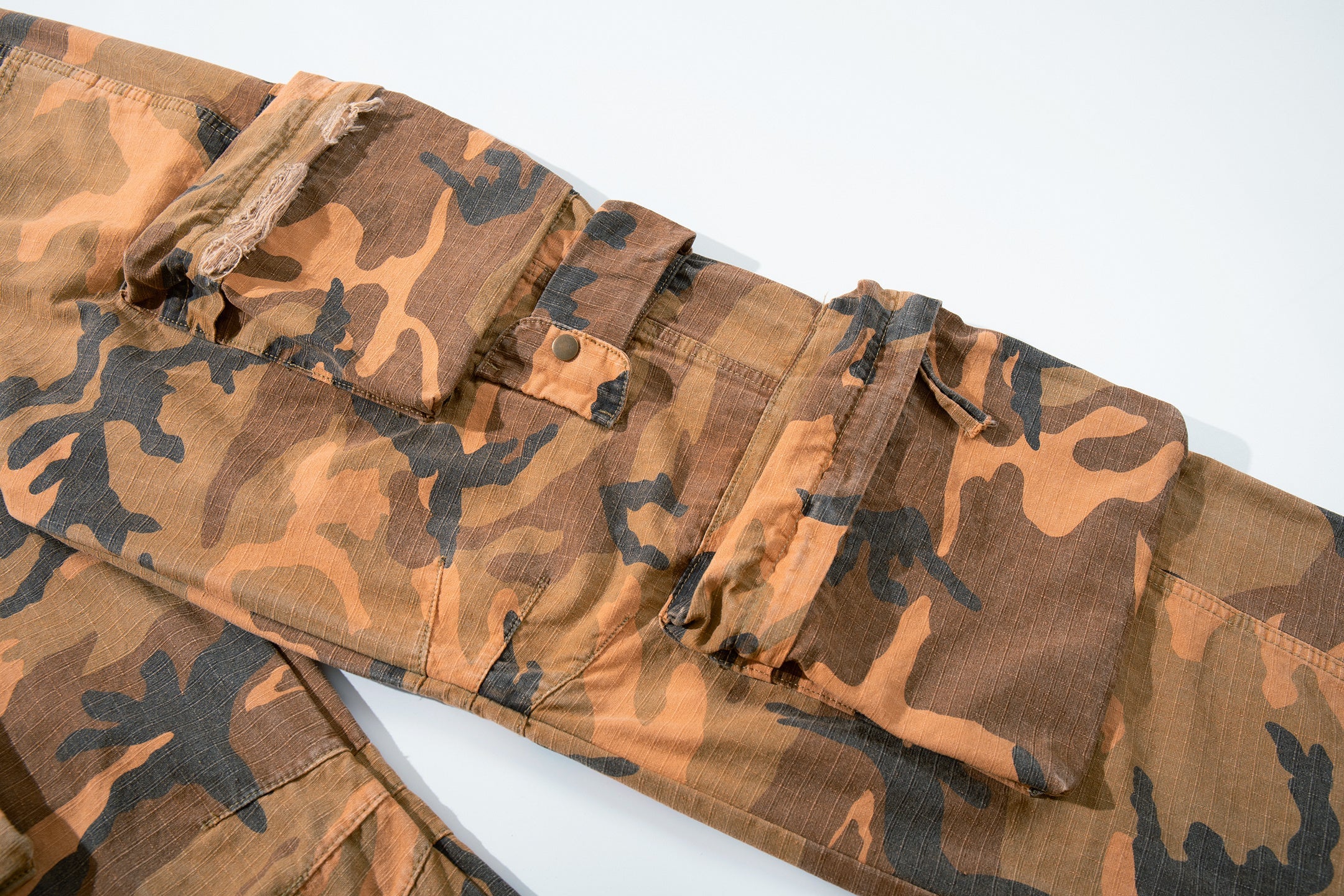 Heavy Tactical Camo Multi-Pocket Wide-Leg Cargo Pants