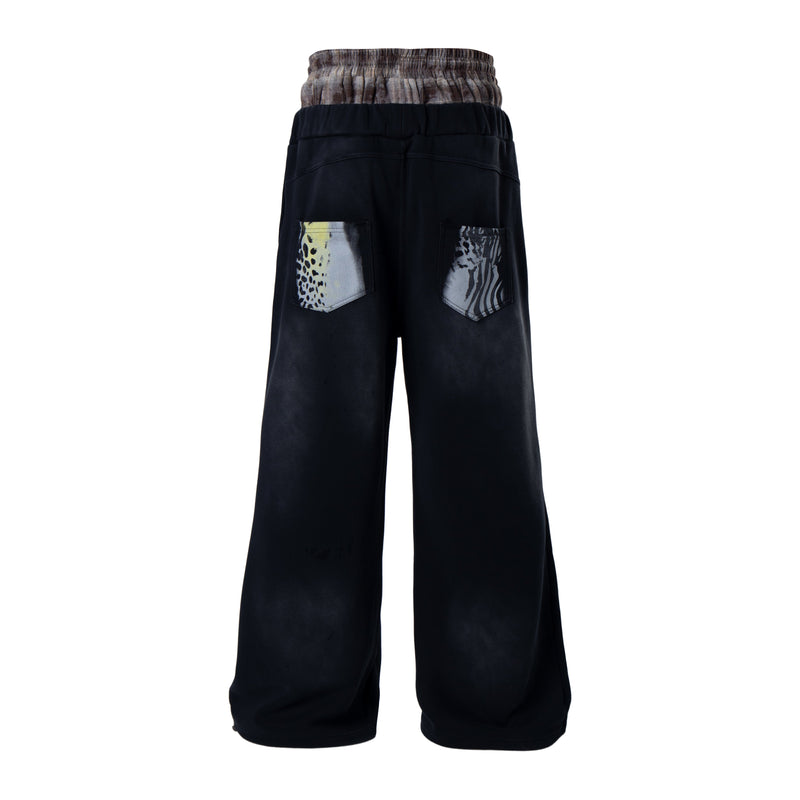 Wild Fusion Graphic Sweatpants | Zebra Leopard Wide-Leg