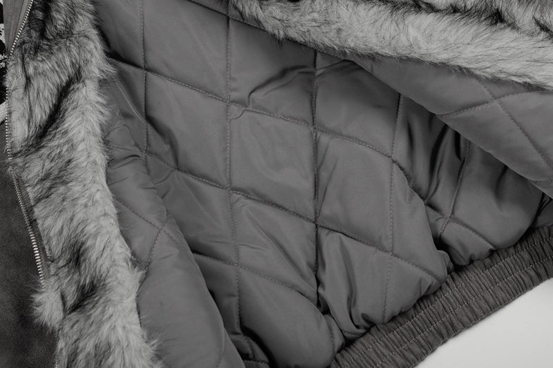 Omirad Patchwork Fur-Lined Bomber Jacket | Street Style