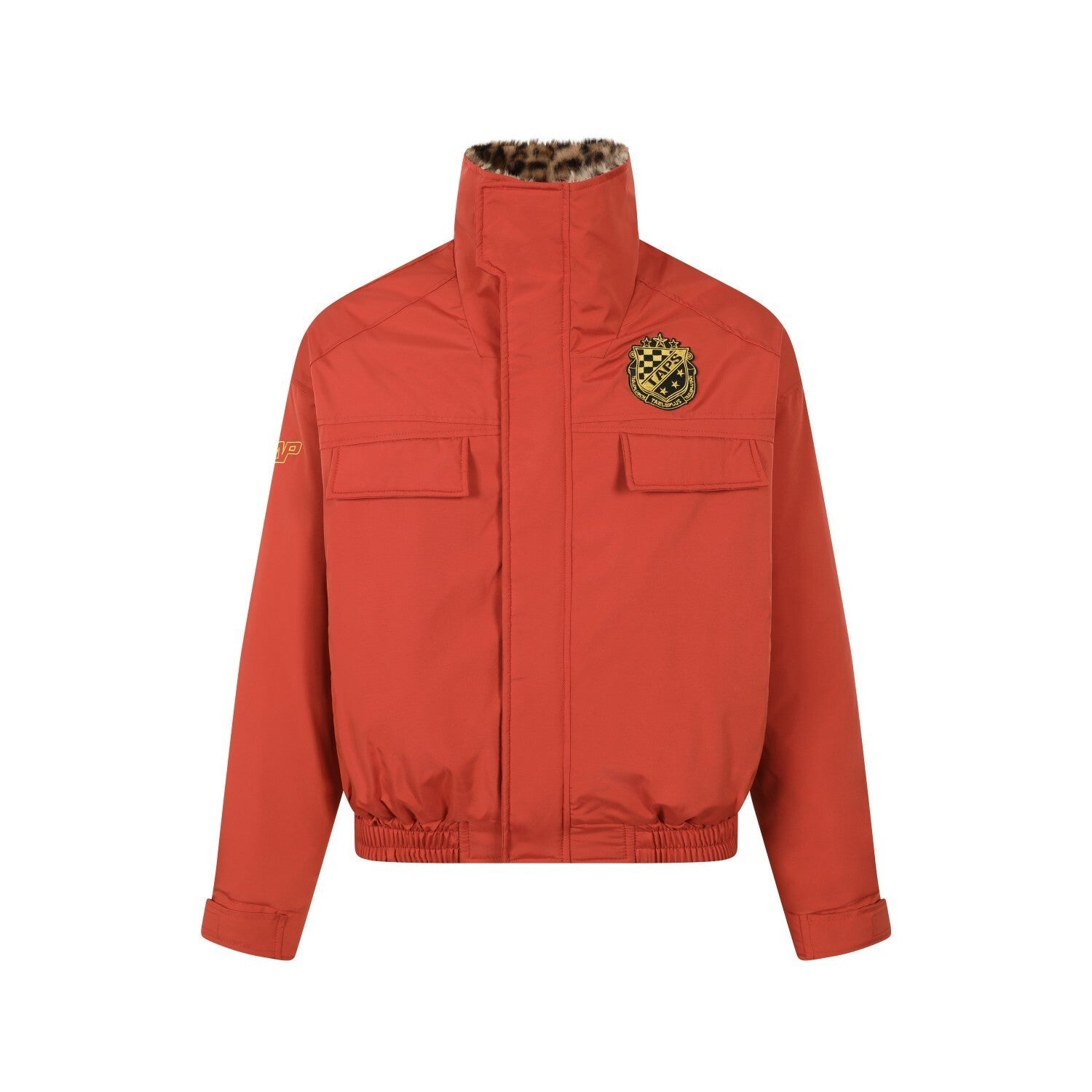 Leopard-Lined Military Bomber Jacket | Streetwear Winter Coat