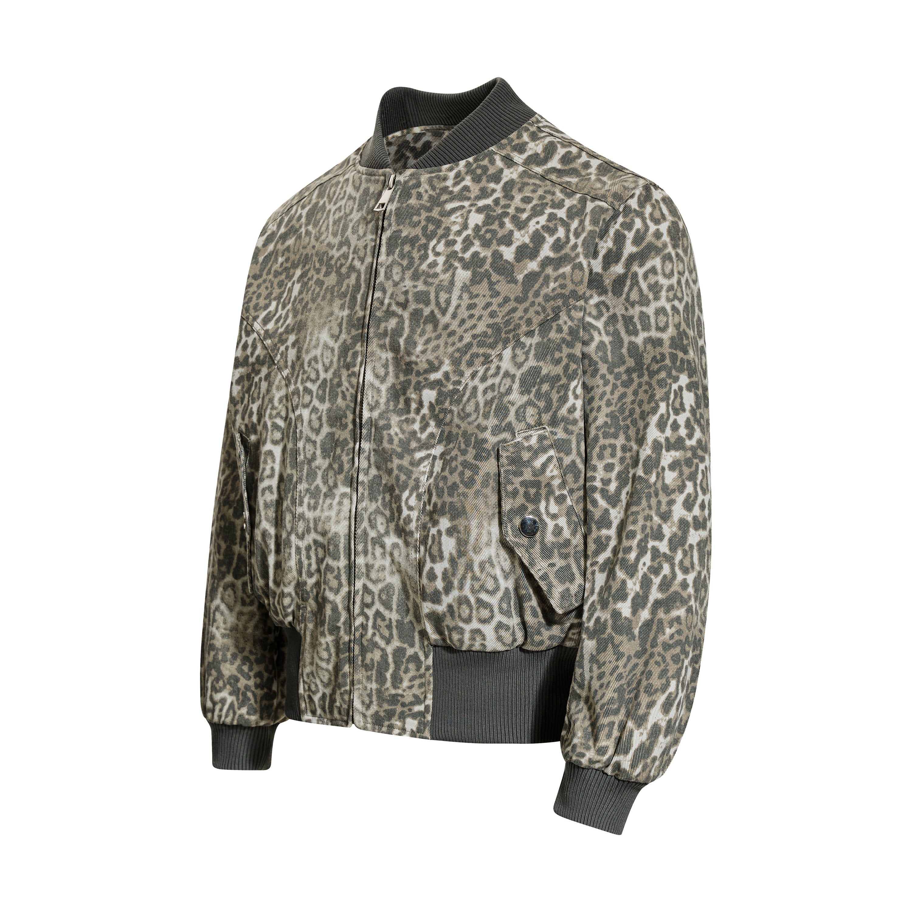 Omirad Leopard Print Bomber Jacket | Vintage Wash Cotton