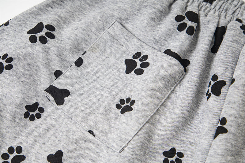Paw Print Wide-Leg Lounge Pants | Dog Bone Streetwear Sweats