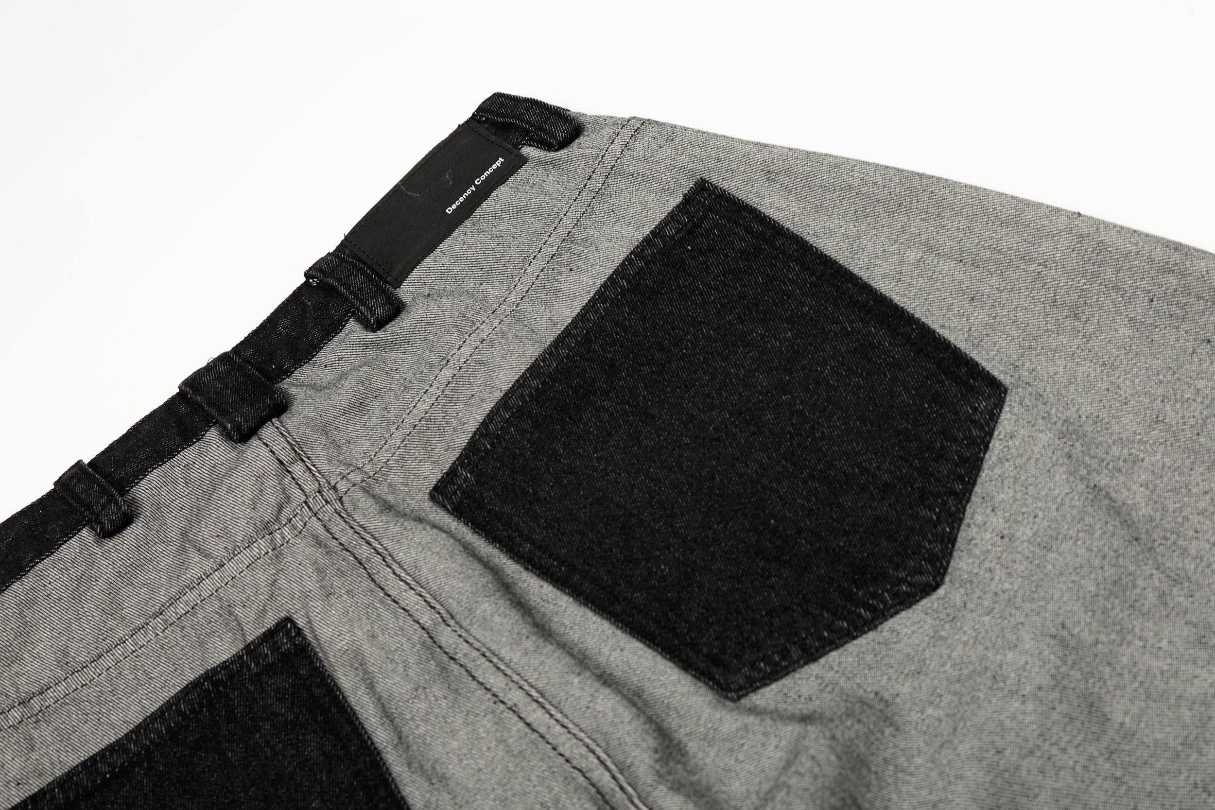 Punk Graphic Patch Flap Contrast Panel Wide-Leg Jeans