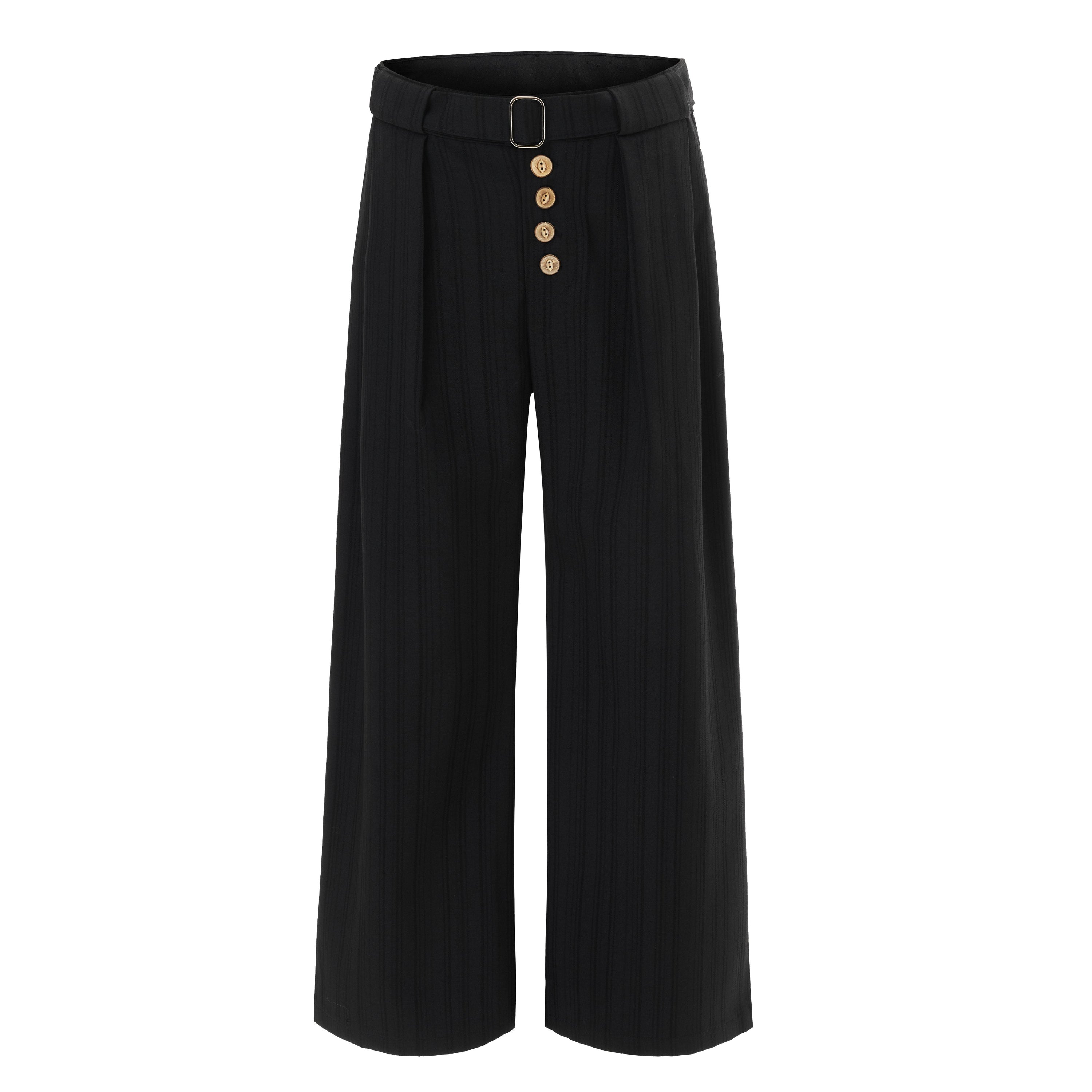Deconstructed Pinstripe Wide-Leg Trousers | Vintage Tailored