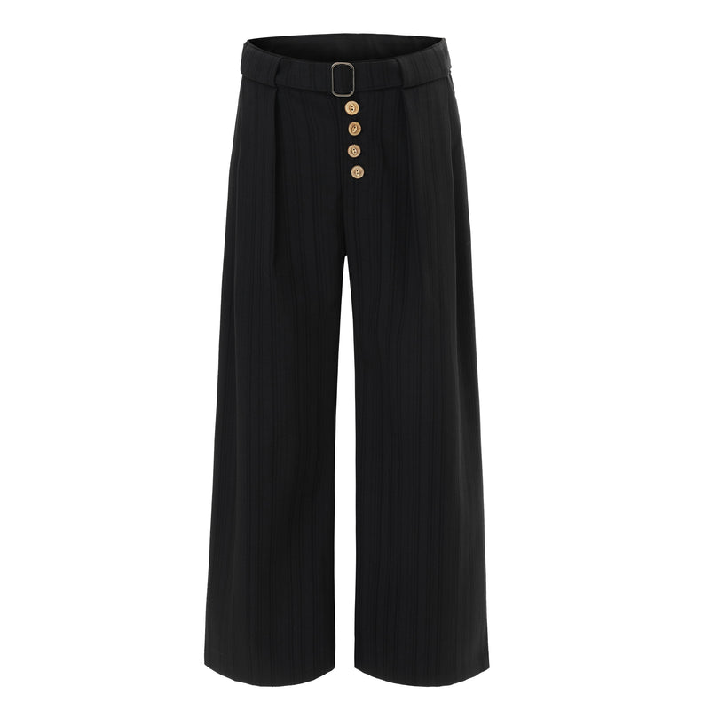 Deconstructed Pinstripe Wide-Leg Trousers | Vintage Tailored