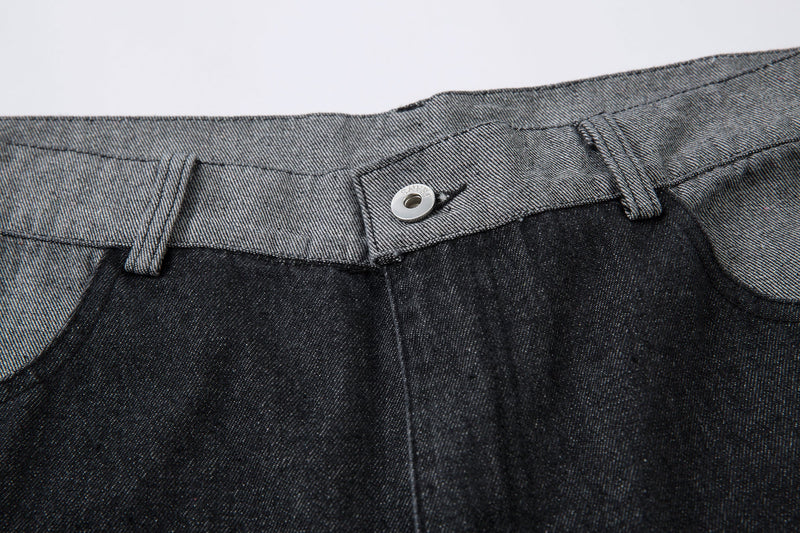 Omirad Contrast Pocket Wide-Leg Jeans | Black Denim