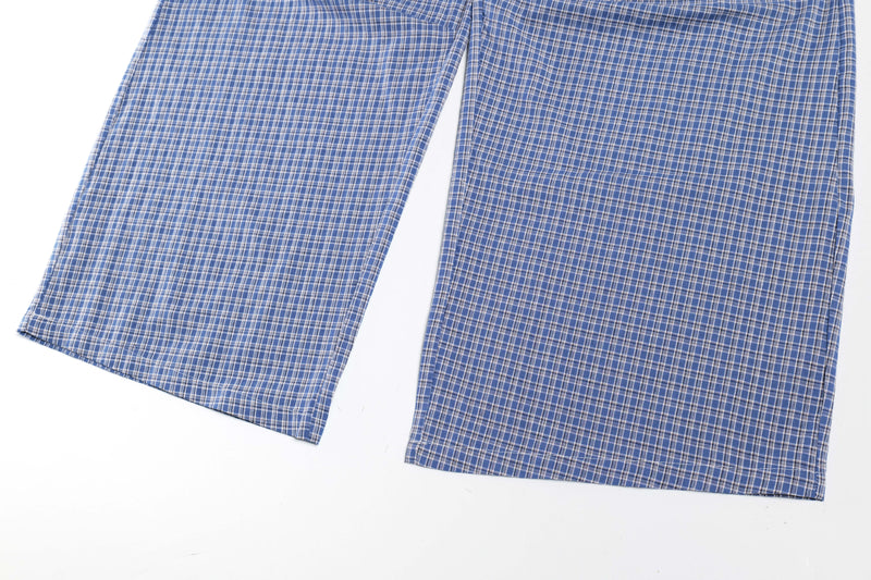 Check Pattern Relaxed Wide-Leg Cotton Pants | SEAKOFF