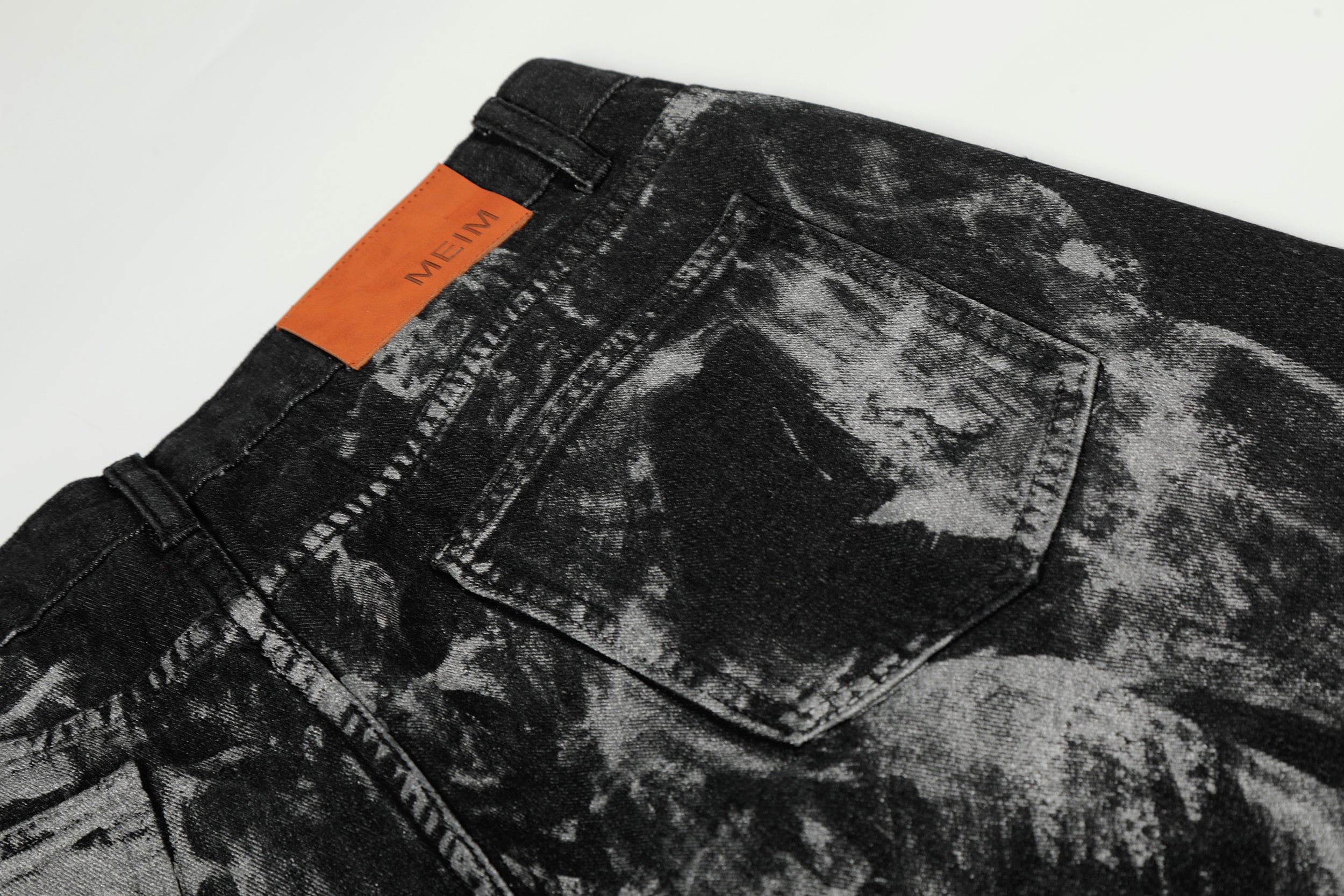 Omirad Painted Crescent Wide-Leg Jeans | Studded Streetwear