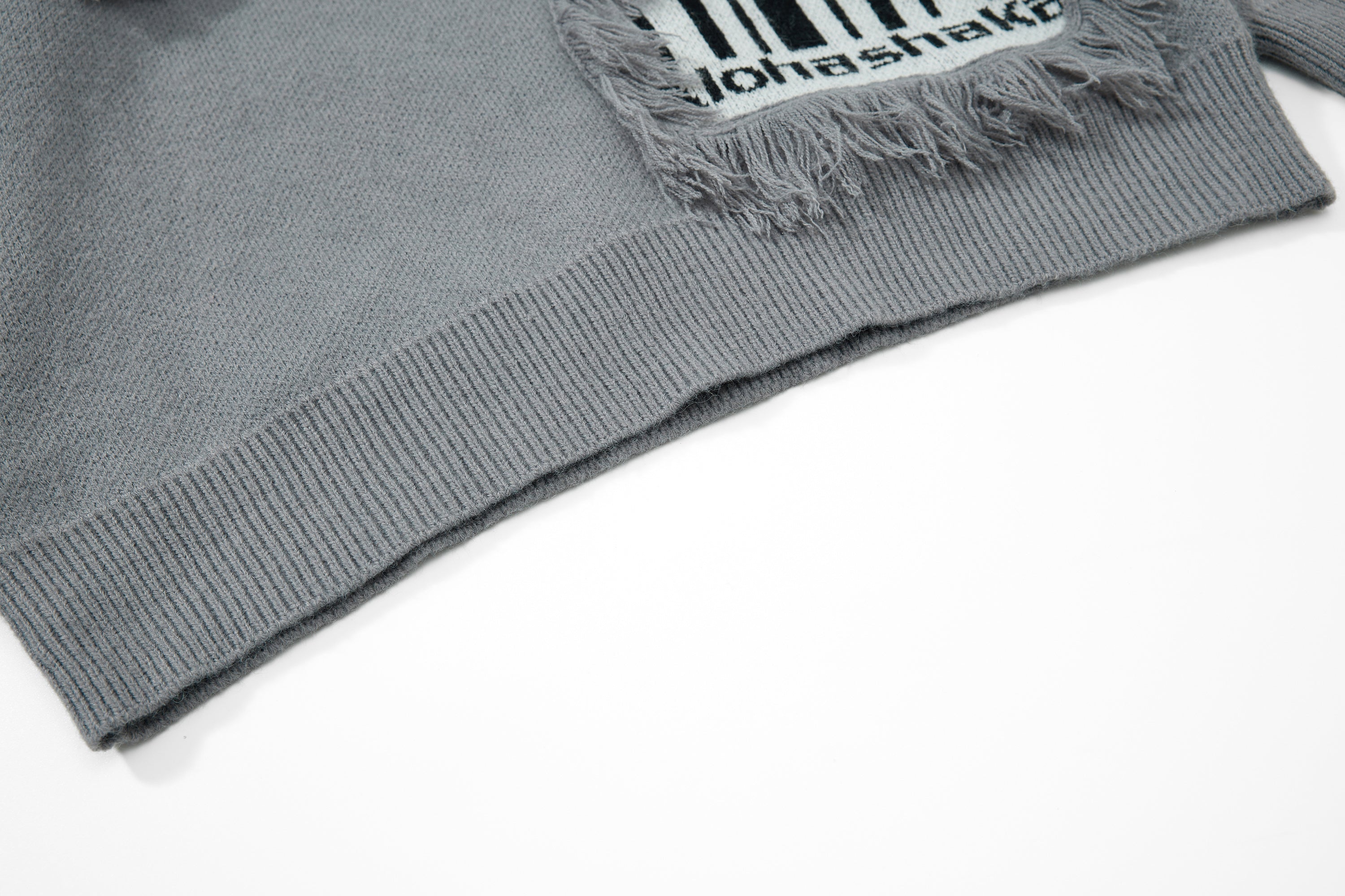 Omirad Fringe Patch Knit Sweater | Deconstructed Streetwear