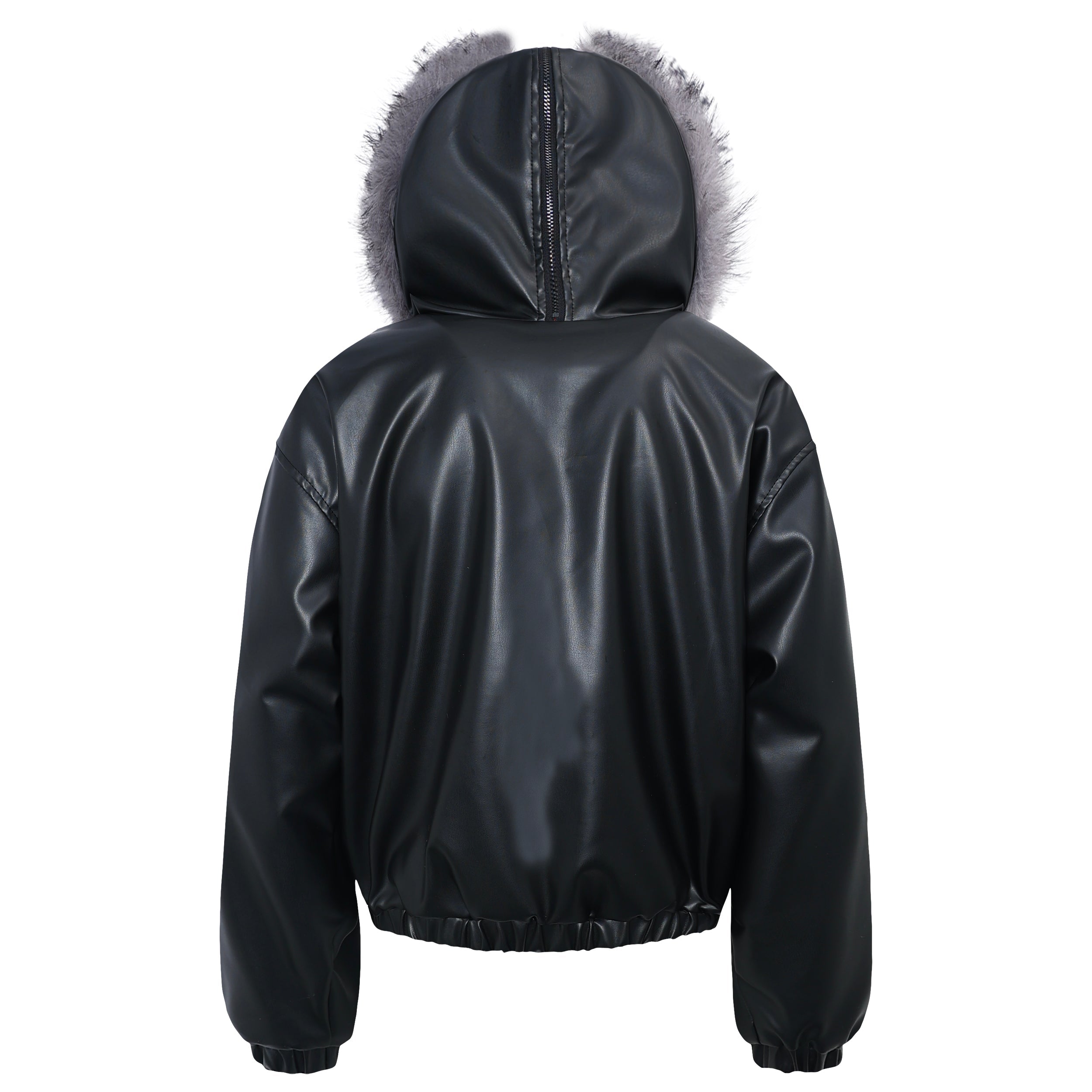 Faux Fur Hood PU Puffer Jacket | High-Gloss Street-Luxury