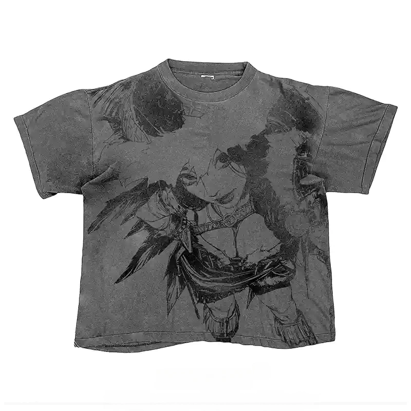 Dark Angel Anime Oversized Vintage Wash Graphic T-Shirt