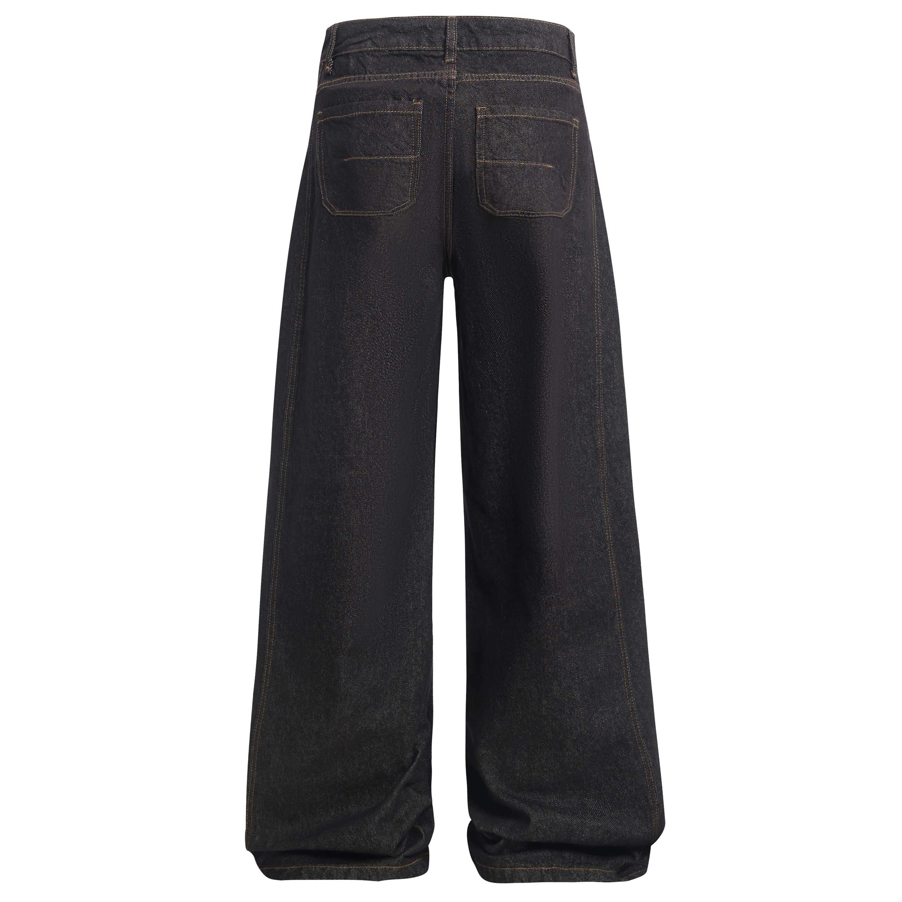 Omirad Contrast Piping Wide-Leg Jeans | Retro Street Denim