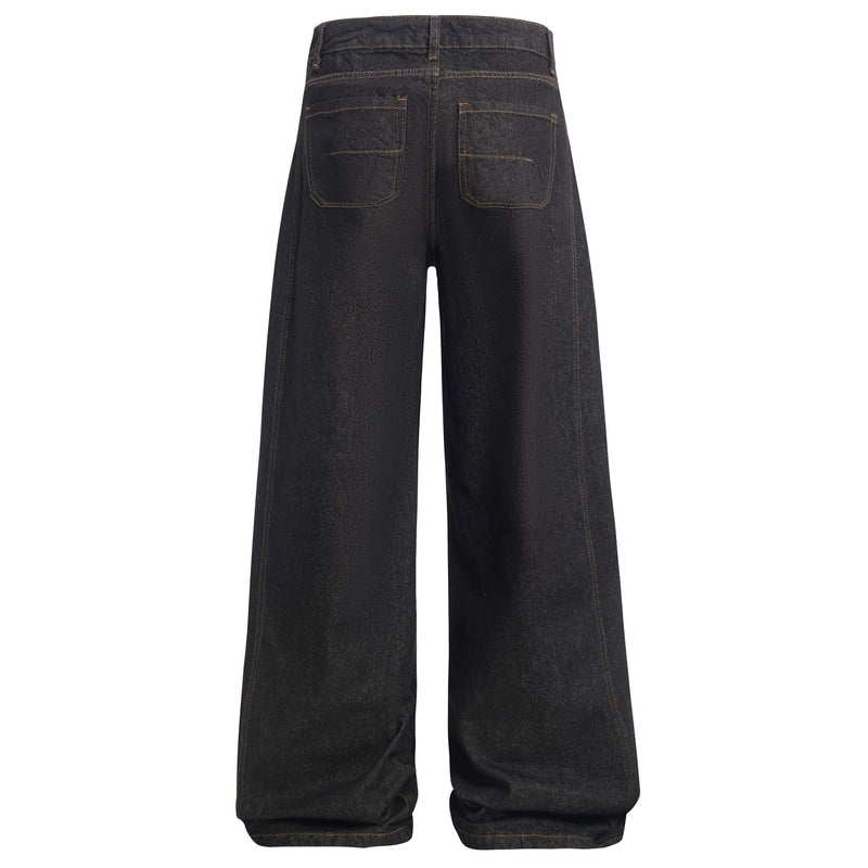 Omirad Contrast Piping Wide-Leg Jeans | Retro Street Denim
