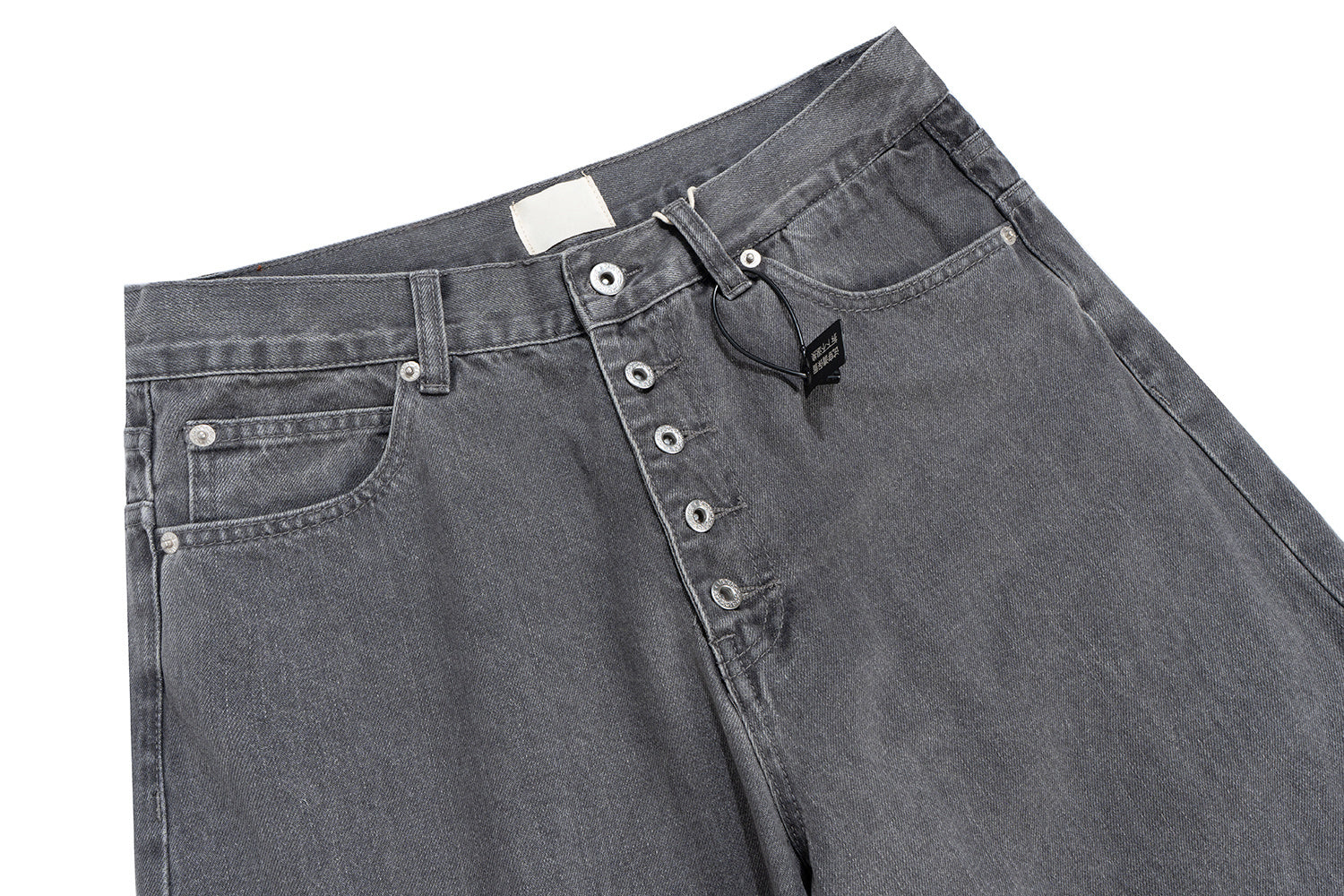 Omirad Button-Fly Washed Grey Denim Pants | Wide Leg
