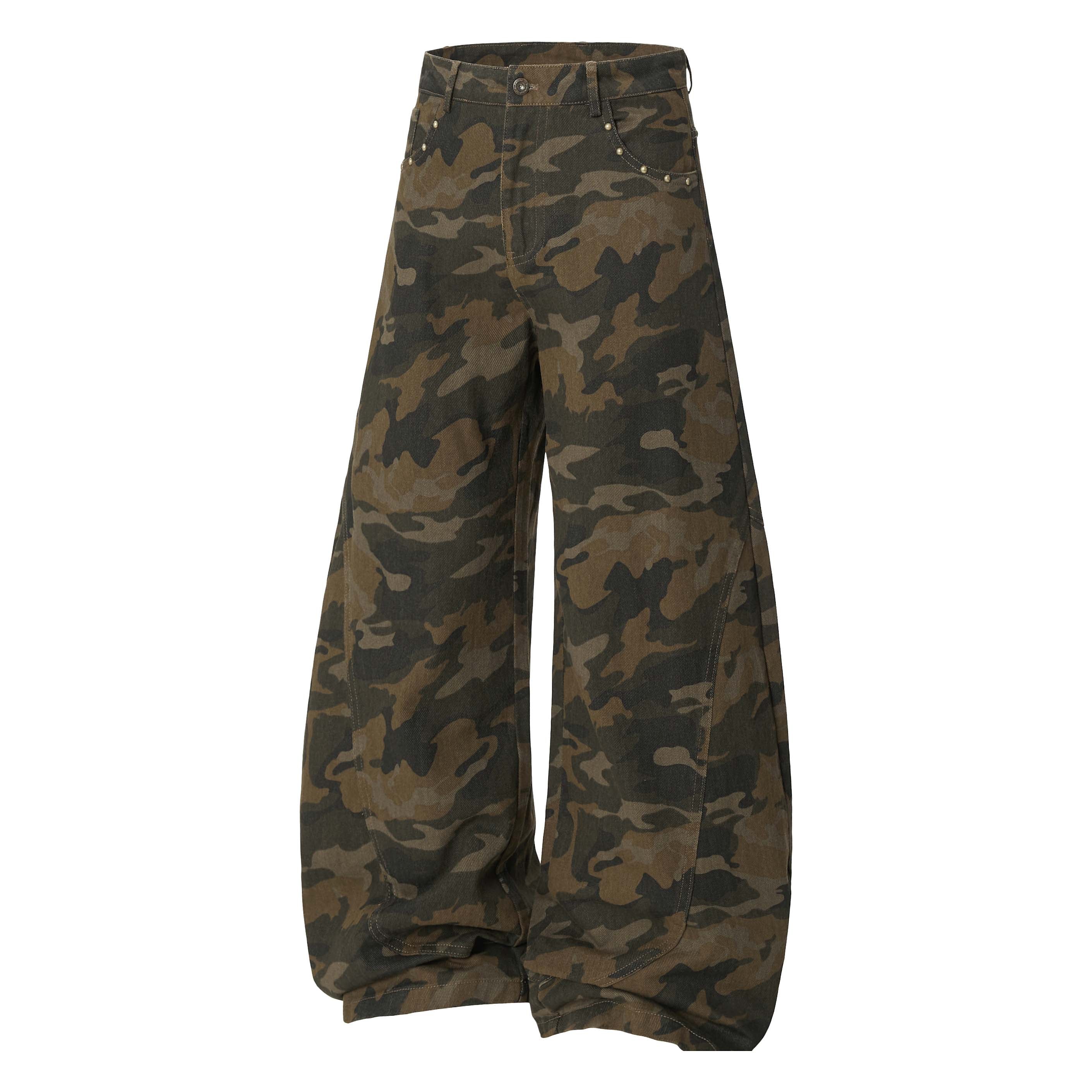 Omirad Camouflage Barrel-Leg Jeans | Wide Leg Camo Denim