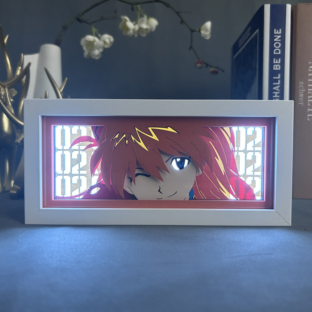 Evangelion Anime Light Box – Asuka Langley Soryu 3D LED Lamp with Dynamic Color-Changing Effects